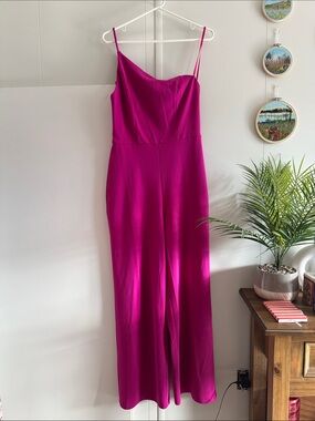 CRYSTAL SKY Magenta One Shoulder Jumpsuit M